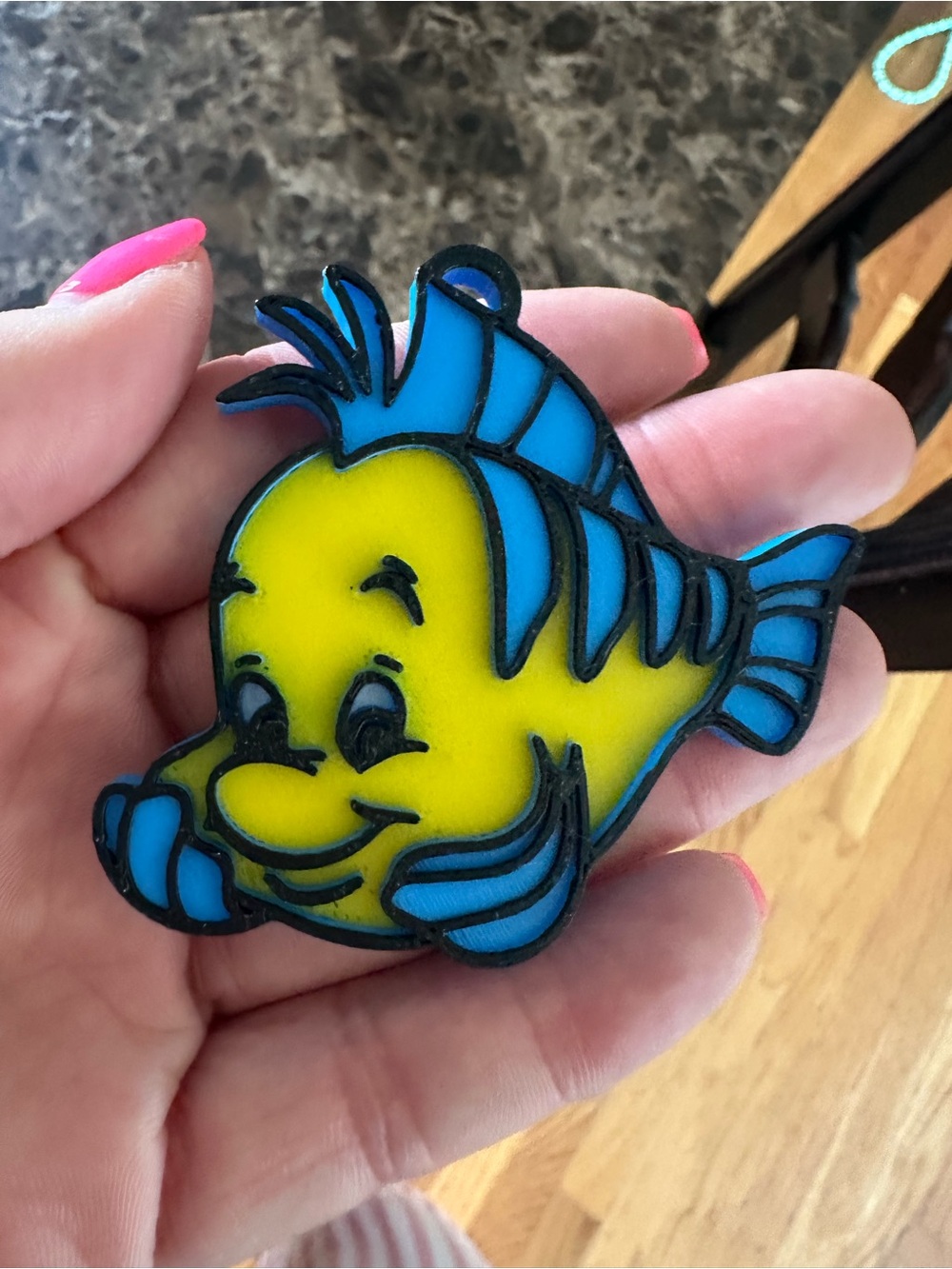 Flounder-Inspired Fish- Yellow & Blue  plastic